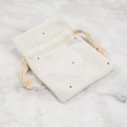 Printed Cotton Linen Drawstring Bag, Jute Gift Drawstring Pouch Bag