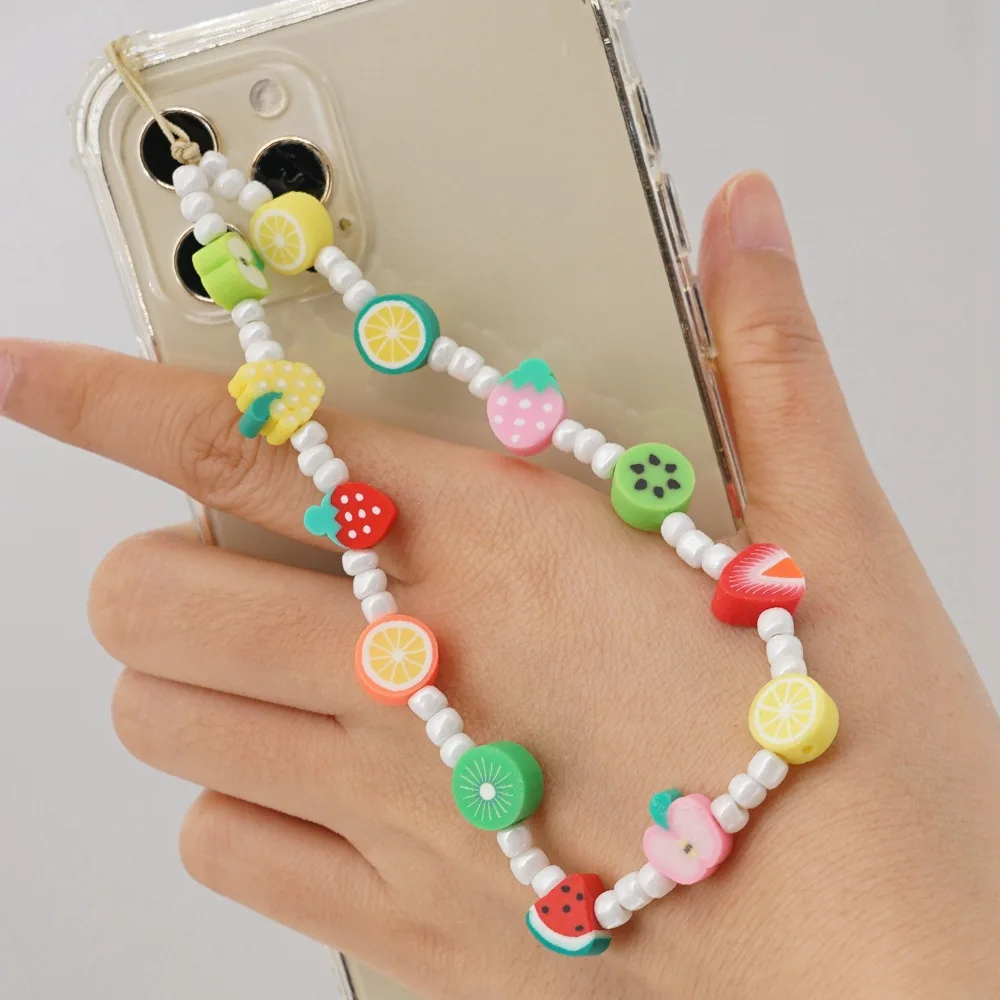 2021 Pearl Beaded Colorful Acrylic Fruit Heishi Beads Cell Mobile Phone Straps Chain Accessories Long Charm Bracelet Pastel Cord
2021 Pearl Beaded Colorful Acrylic Fruit Heishi Beads Cell Mobile Phone Straps Chain Accessories Long Charm Bracelet Pastel Cord