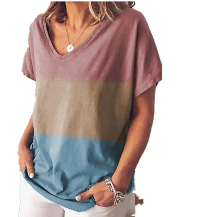 New Summer Women's Wear Amazon Popular Gradual Contrast Print V-neck T-shirt Short Sleeve T-shirt Women
New Summer Women's Wear Amazon Popular Gradual Contrast Print V-neck T-shirt Short Sleeve T-shirt Women