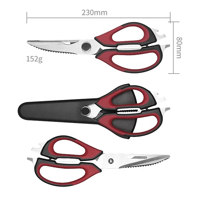 Manufacturer 5 in 1 Fridge Magnetic Cover Multipurpose Stainless Steel Clever Cutter Kitchen Scissors