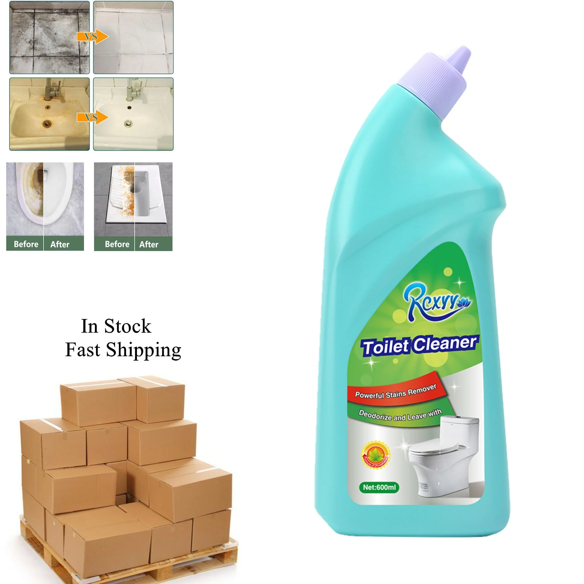 

In Stock Retail Household Good Effects Powerful Remove Stubborn Urine Stains Anti-bacterial Deodorizing Toilet Bowl Cleaner, Green