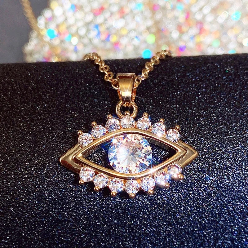 Fashion Eye-shaped Necklace Gold Color Inlaid Crystal Cubic Zircon Personality Necklace for Women Novel Design Jewelry, Customized color
Fashion Eye-shaped Necklace Gold Color Inlaid Crystal Cubic Zircon Personality Necklace for Women Novel Design Jewelry, Customized color