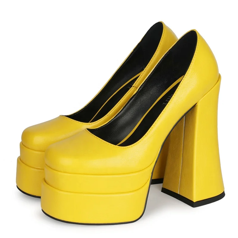 Solid Office Lady High Heel Shoes Hot Square Toe Double-layer Platform Shoes Pumps for Women Casual Slip on Outdoor Block Heels, Yellow orange blue pink green black red
Solid Office Lady High Heel Shoes Hot Square Toe Double-layer Platform Shoes Pumps for Women Casual Slip on Outdoor Block Heels, Yellow orange blue pink green black red