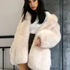 White Faux Fur Coat Womens Real Fox Fur Coats Long Overcoat For Lady