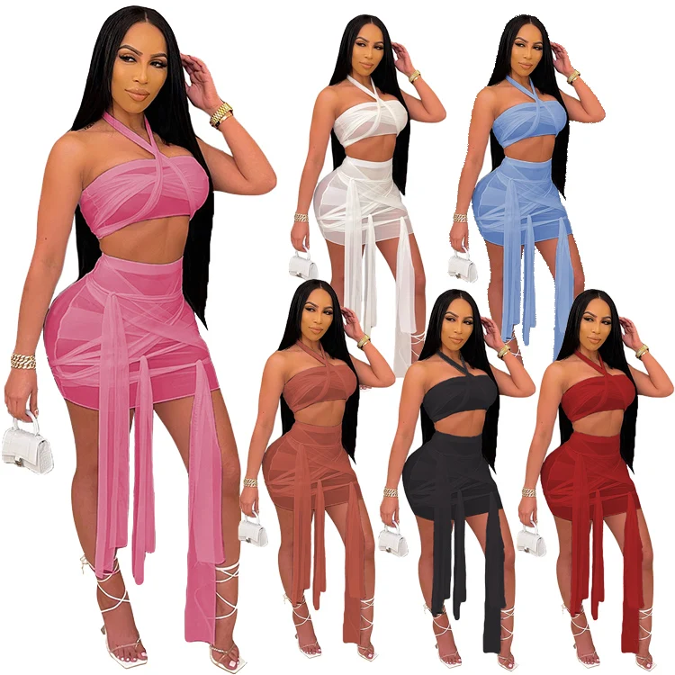 D6997-new arrivals 2021 designer see through mesh 2 piece skirt set clothes for woman, Picture color
D6997-new arrivals 2021 designer see through mesh 2 piece skirt set clothes for woman, Picture color