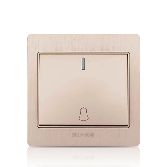 SIASE Hotel Brushed Gold 86 Type 250V 1Gang Electrical Door Bell Switch
