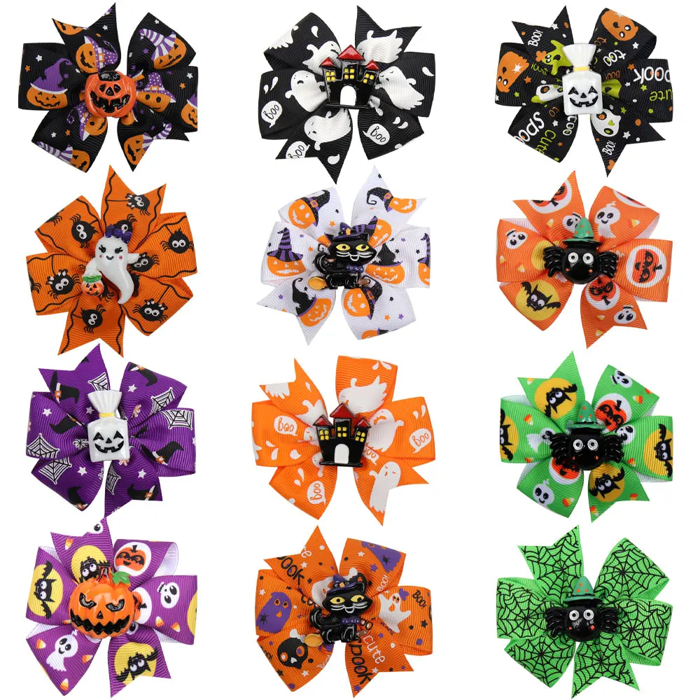 3 Inch Newest Mini Handmade Hair Bow With Ghost Pumpkin Pinwheel Halloween Hair Clips Accessories for Kids
3 Inch Newest Mini Handmade Hair Bow With Ghost Pumpkin Pinwheel Halloween Hair Clips Accessories for Kids
