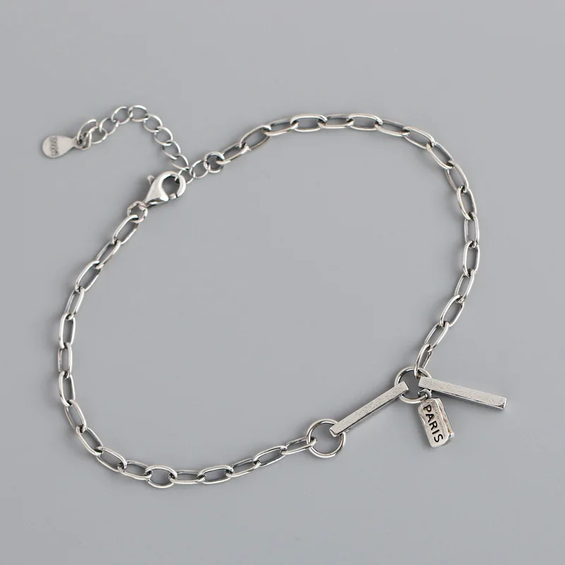 Retro simple square bar pendant bracelet s925 sterling silver chain bracelet (SK1155), As picture
Retro simple square bar pendant bracelet s925 sterling silver chain bracelet (SK1155), As picture