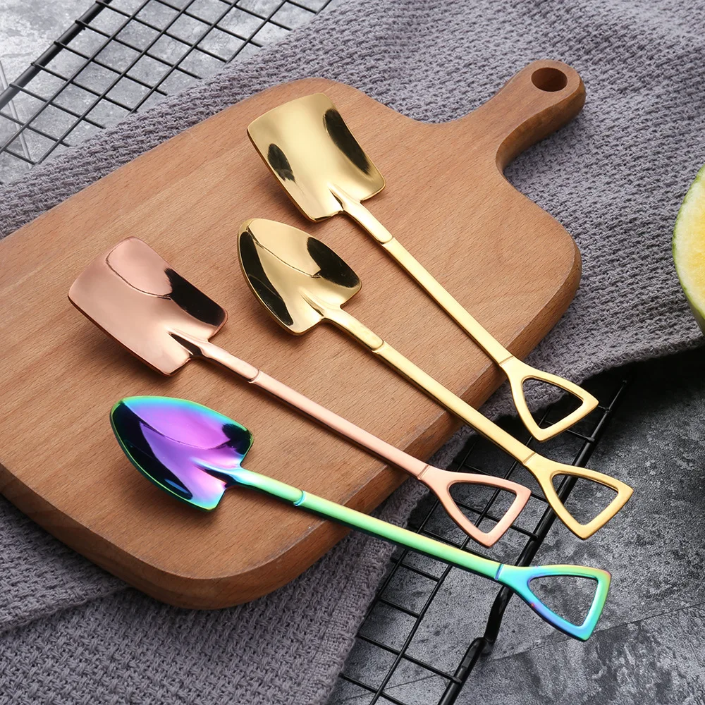 304 Stainless Steel Shovel Spoon Cute Engineer Flat Pointed Shovel Spoon Eat Dessert Cake Ice Cream Watermelon Spoon, Silver, gold ,rose gold , black,rainbow
304 Stainless Steel Shovel Spoon Cute Engineer Flat Pointed Shovel Spoon Eat Dessert Cake Ice Cream Watermelon Spoon, Silver, gold ,rose gold , black,rainbow