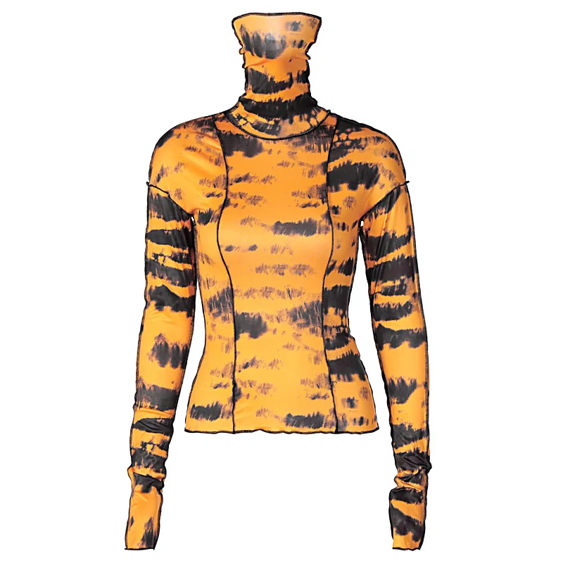 B53925A Wholesale street fashion lady high neck print long sleeve t-shirt, Green/yellow/blue
B53925A Wholesale street fashion lady high neck print long sleeve t-shirt, Green/yellow/blue
