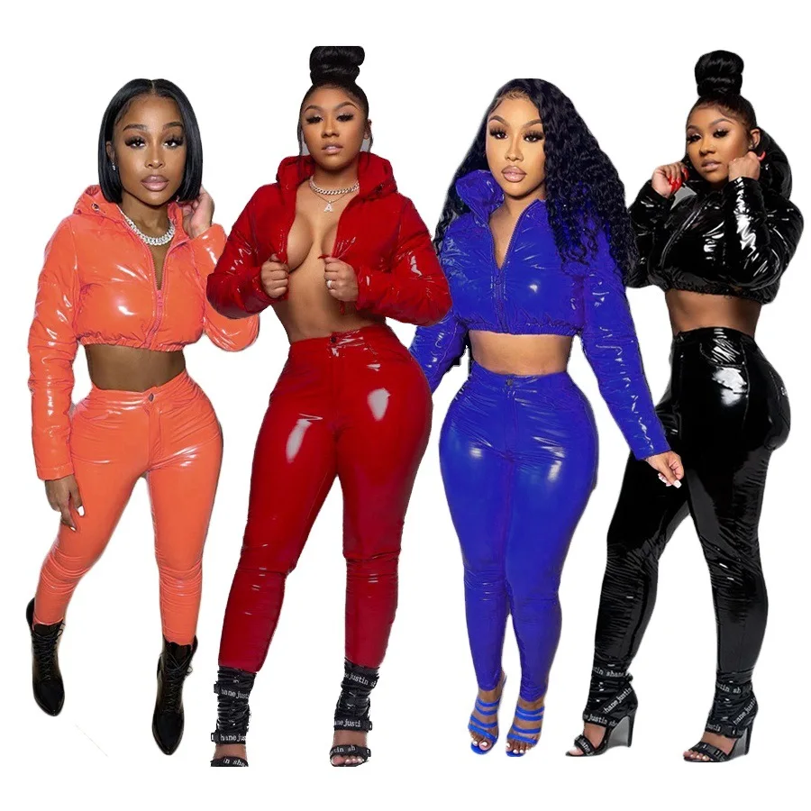 Winter Clothes Women Puffer Coat Crop Jacket Puff Bubble Down Coats And Pu Leather Pants Two Piece Outfits Set Women
Winter Clothes Women Puffer Coat Crop Jacket Puff Bubble Down Coats And Pu Leather Pants Two Piece Outfits Set Women