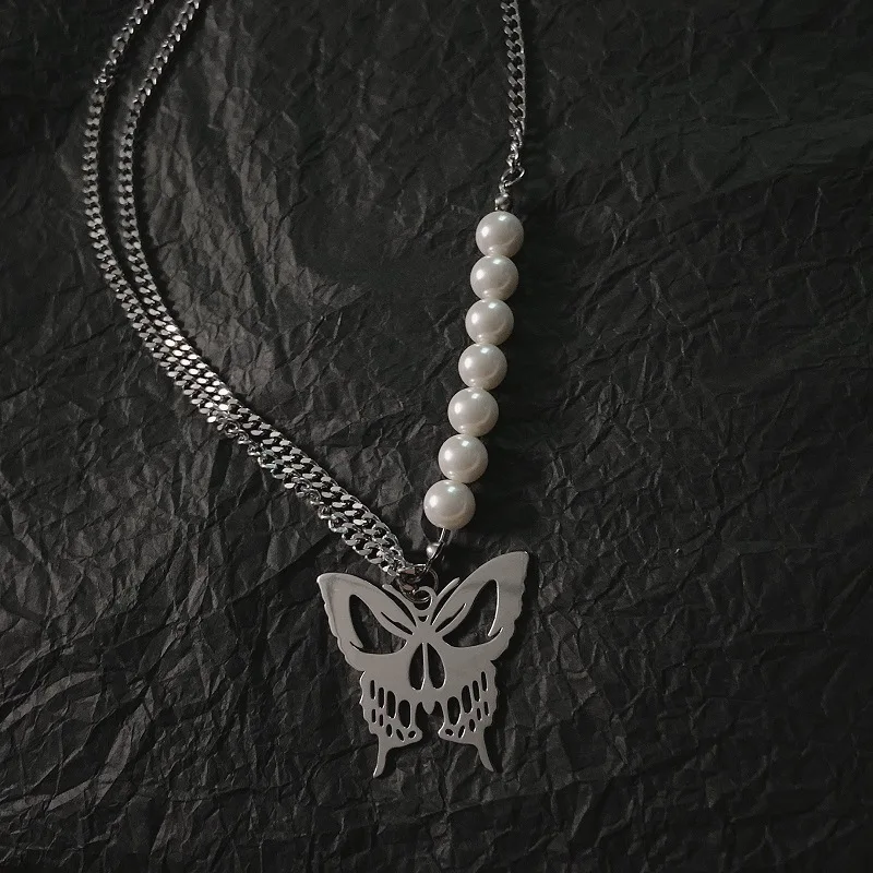 Wholesale Hip Hop Jewelry Punk Design Evil Imitated Pearls Chain Stainless Steel Choker Skull Butterfly Necklace
Wholesale Hip Hop Jewelry Punk Design Evil Imitated Pearls Chain Stainless Steel Choker Skull Butterfly Necklace