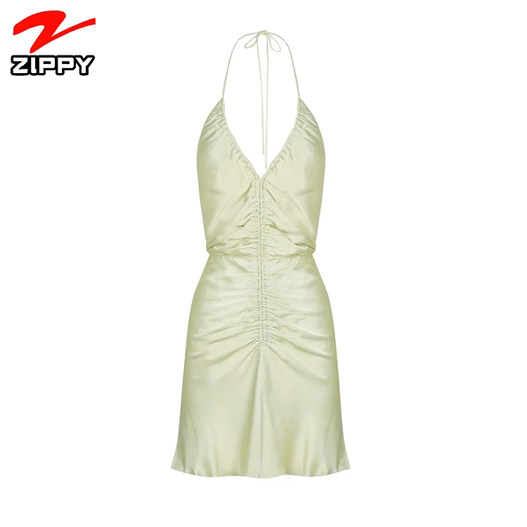 Womens clothes summer 2021 sexy Spaghetti Slip Spring Casual party Dresses ruched halter mini silk dress, Customized color
Womens clothes summer 2021 sexy Spaghetti Slip Spring Casual party Dresses ruched halter mini silk dress, Customized color