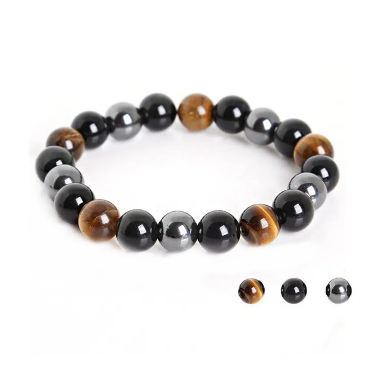 High Grade Customized Size Hematite Tiger Eye Black Obsidian Natural Stone Bracelet, Picture shows
High Grade Customized Size Hematite Tiger Eye Black Obsidian Natural Stone Bracelet, Picture shows