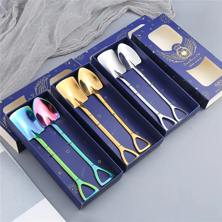 New Design Shape Small shovel Coffee Spoon 304 Stainless Steel 18/10 Small Tea Spoon for Wedding Favors, Silver,gold,rose gold, raninbow
New Design Shape Small shovel Coffee Spoon 304 Stainless Steel 18/10 Small Tea Spoon for Wedding Favors, Silver,gold,rose gold, raninbow