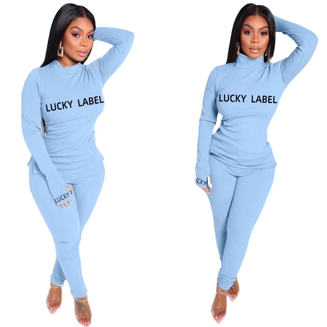 Lucky Label Two Piece Set Long Sleeve Turtleneck Ribbed Tops and Pants Set Jogging Suits Wholesale Sportswear Women 2 Piece Sets, 9 colors
Lucky Label Two Piece Set Long Sleeve Turtleneck Ribbed Tops and Pants Set Jogging Suits Wholesale Sportswear Women 2 Piece Sets, 9 colors