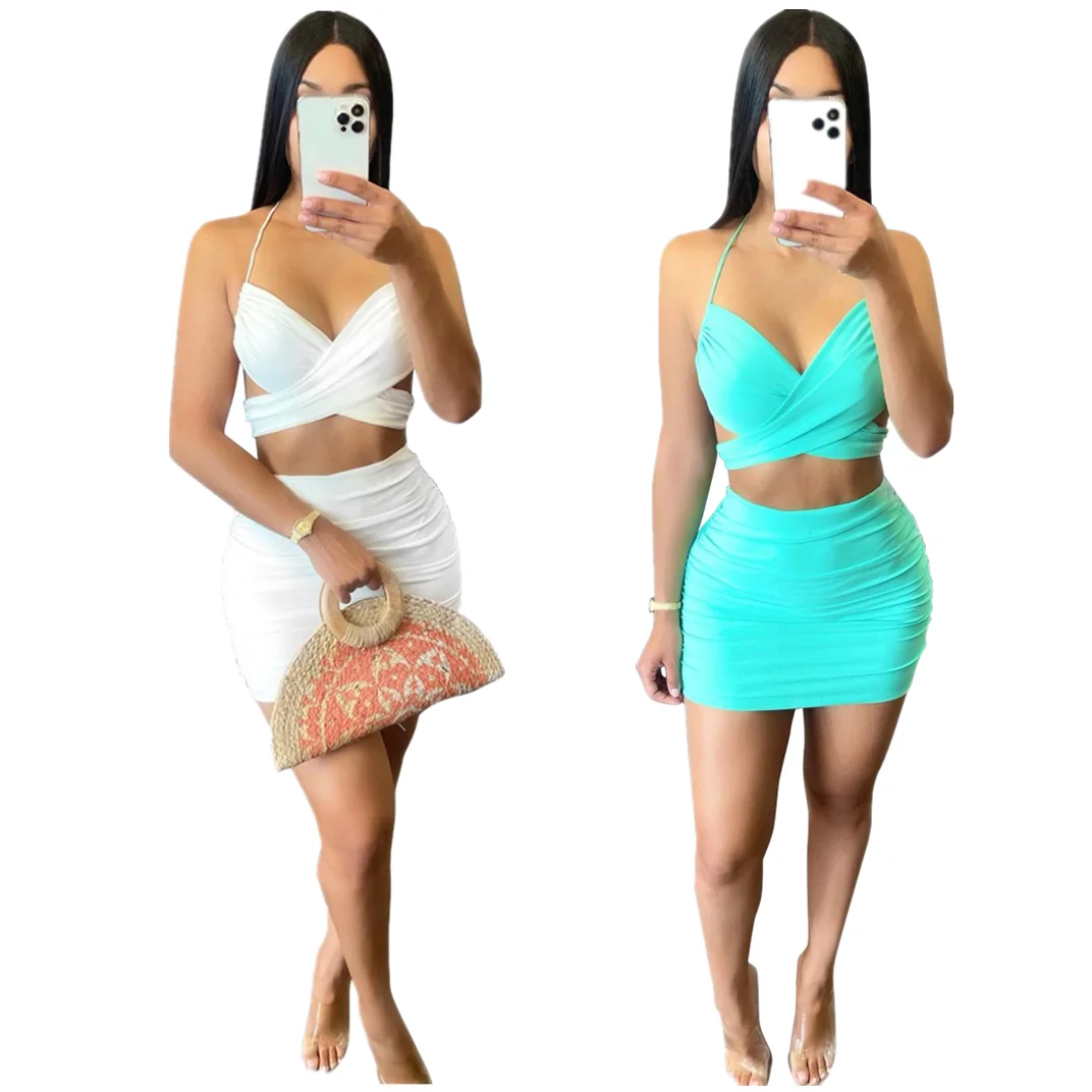 2021 summer sexy women solid white cross strap backless tank top shirt and short mini skirt two 2 piece dress set woman clothing
2021 summer sexy women solid white cross strap backless tank top shirt and short mini skirt two 2 piece dress set woman clothing