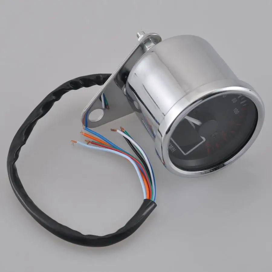 New Universal 0~160KM/H Motorcycle Digital LED LCD Speedometer Tachometer Speed Gauge Retro Chrome Factory Direct Sales