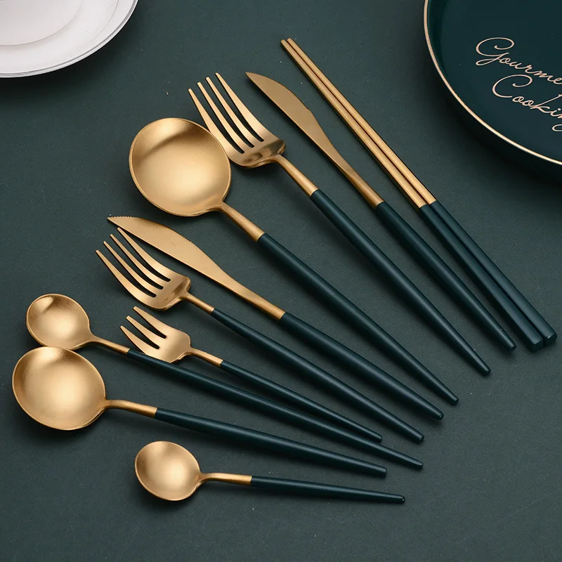 Latest Design Dark Green and Gold Plated Cutlery color Custom Suppliers, More than 10colors for selection
Latest Design Dark Green and Gold Plated Cutlery color Custom Suppliers, More than 10colors for selection