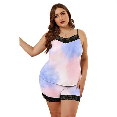 2021 Summer Tie Dye Colorful Sleeveless Home Pajamas Set Sleep Wear For Women Plus Size
2021 Summer Tie Dye Colorful Sleeveless Home Pajamas Set Sleep Wear For Women Plus Size