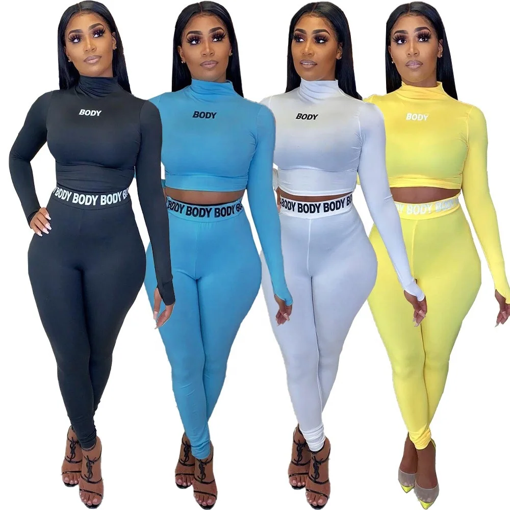 Hot Sale 2020 Fall Women Clothing Two Piece Long Sleeve Skinny Letter Printed Top And Pants Set, White, yellow, black, blue
Hot Sale 2020 Fall Women Clothing Two Piece Long Sleeve Skinny Letter Printed Top And Pants Set, White, yellow, black, blue