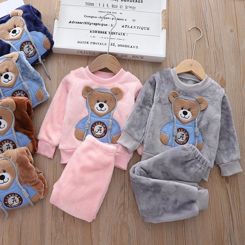 Autumn and winter kids clothes 2pcs fleece pajamas set boy's girls' pyjamas soft cute thermal Flannel sleepwear
Autumn and winter kids clothes 2pcs fleece pajamas set boy's girls' pyjamas soft cute thermal Flannel sleepwear