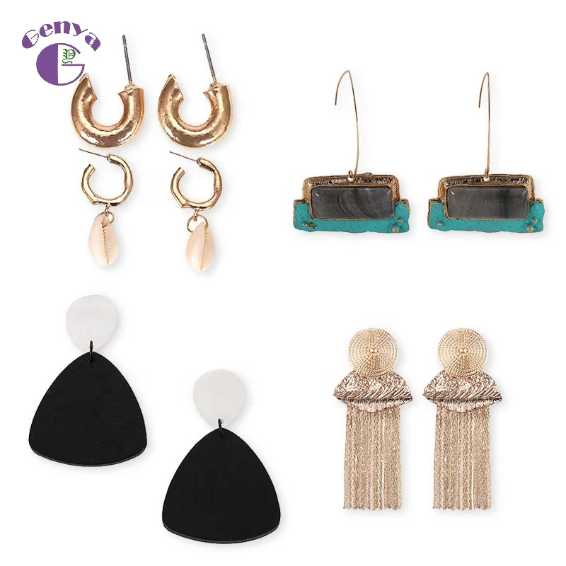 GENYA Multi style choice colorful geometric shape fringed long female acrylic earrings, As picture
GENYA Multi style choice colorful geometric shape fringed long female acrylic earrings, As picture