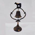 Retro garden decoration distressed rustic metal desk standing cow ring bell crafts