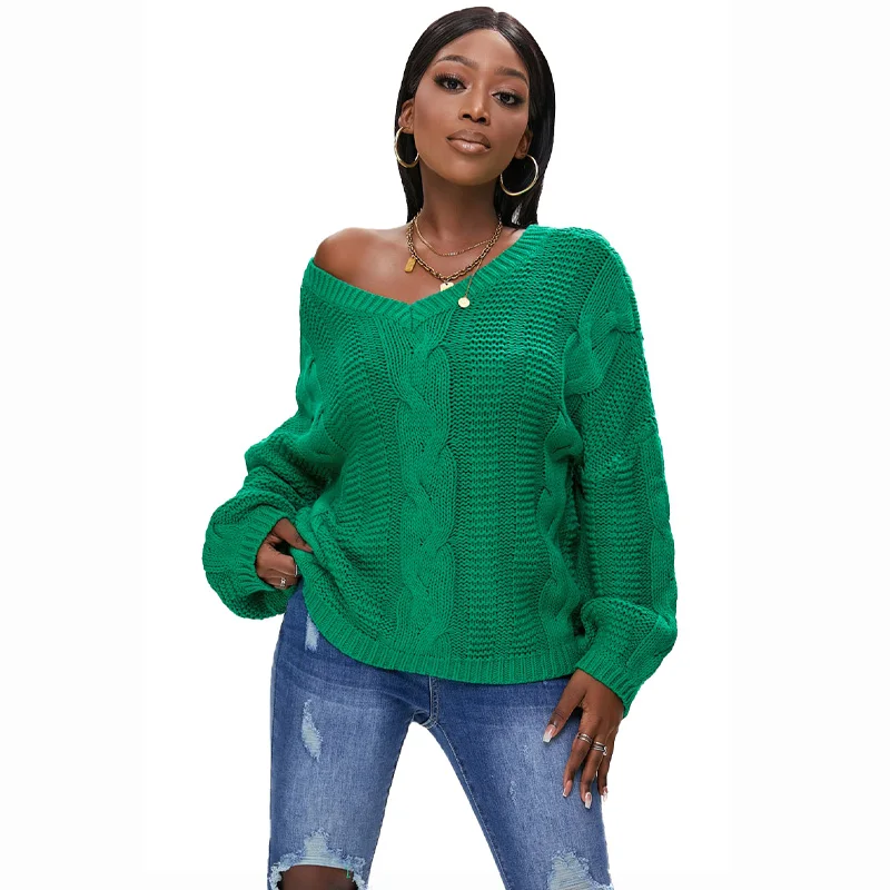 Fashion Winter Clothing Design Ladies Long Knit Jumper V Neck Knitted Pullover Loose Cable Knit Sweater Women
Fashion Winter Clothing Design Ladies Long Knit Jumper V Neck Knitted Pullover Loose Cable Knit Sweater Women