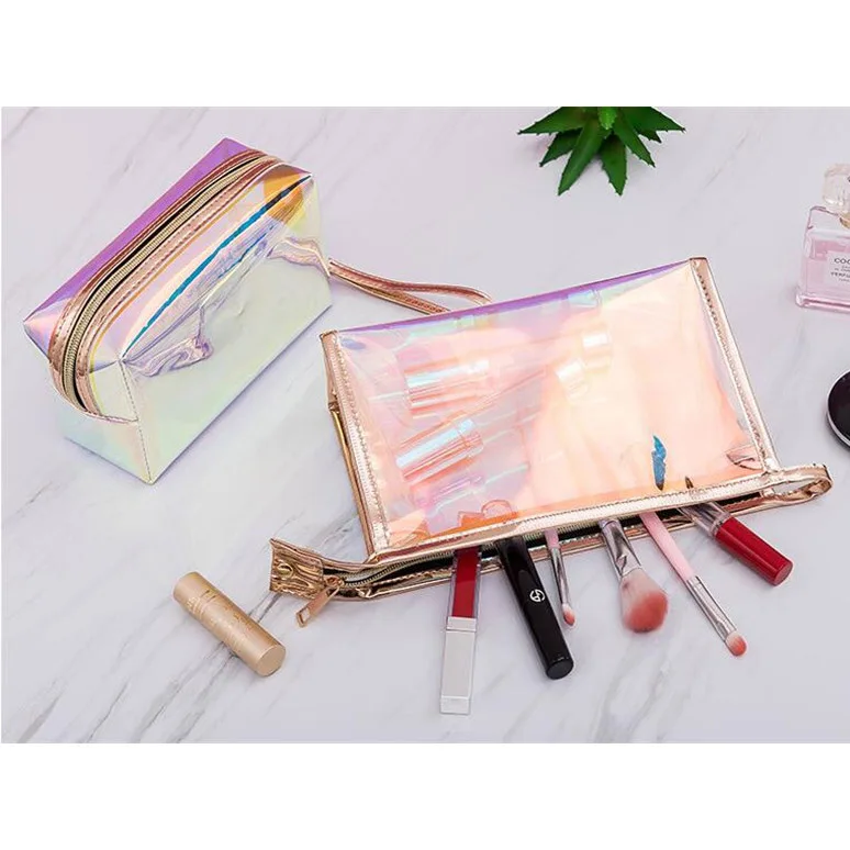 product-GF bags-2020 new 1 Pc Colorful Holographic Women Cosmetic Bag TPU Clear Makeup Bag Beauty Or-1