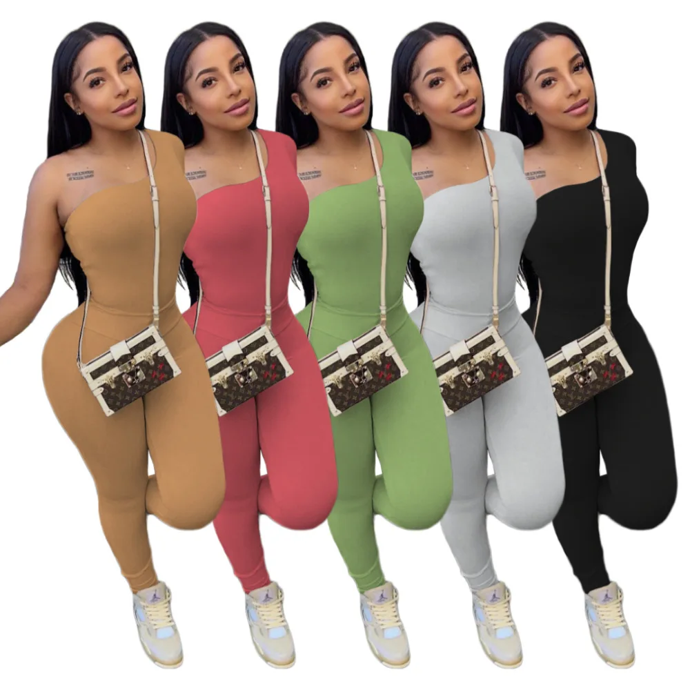2022 New Spring Fashion One Sleeve Shoulder Solid Color Close Fit Sports Sexy Women Two Piece Pants Set, Customized color
2022 New Spring Fashion One Sleeve Shoulder Solid Color Close Fit Sports Sexy Women Two Piece Pants Set, Customized color