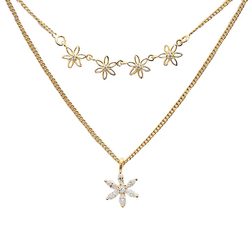 A1669 Trending Jewelry Double Layered Necklace 925 Sterling Silver Flower Daisy Necklace
A1669 Trending Jewelry Double Layered Necklace 925 Sterling Silver Flower Daisy Necklace