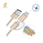 2 Usb Usb Charging Cable Promotion Fast Charging Nylon Braided Light Micro 2 In 1 Usb Cable For Iphone