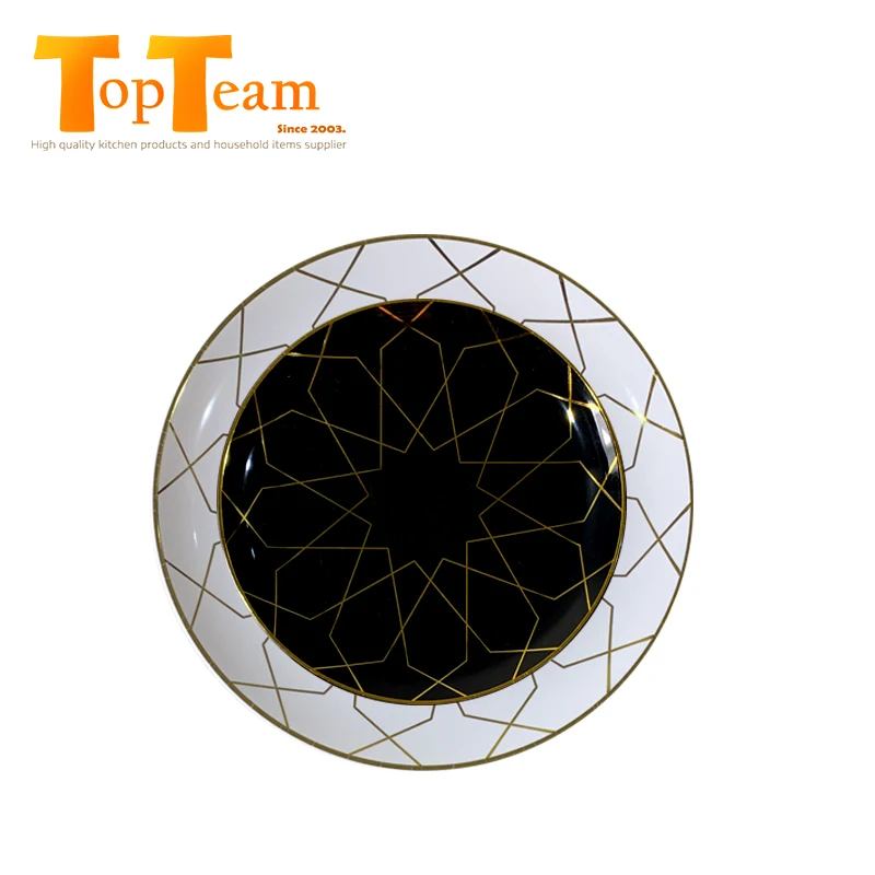 10 pcs 7.5" 10.5" white/black plate with gold hot-stamped logo custom plastic plate with logo plastic disposable gold rim plate
10 pcs 7.5" 10.5" white/black plate with gold hot-stamped logo custom plastic plate with logo plastic disposable gold rim plate