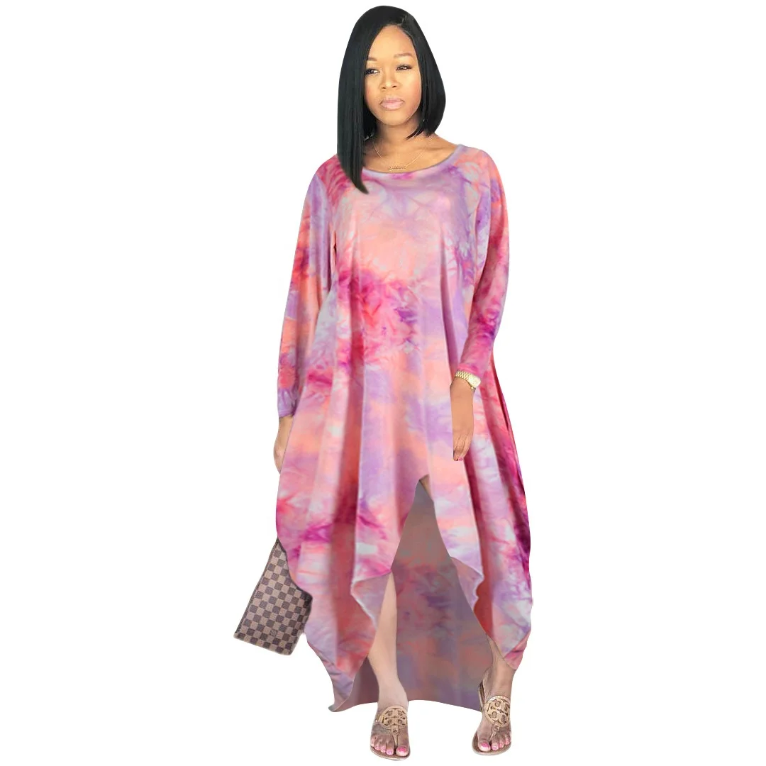 Tie Dye Women Dresses Casual Sleeve T-shirt Fashion Loose Lady Floral Print Long Dress
Tie Dye Women Dresses Casual Sleeve T-shirt Fashion Loose Lady Floral Print Long Dress