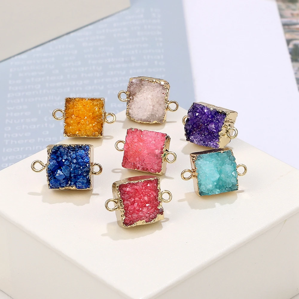 Multiple colors square druzy stone double brazil necklace pendant connector charms for jewelry handmade accessories, As picture
Multiple colors square druzy stone double brazil necklace pendant connector charms for jewelry handmade accessories, As picture