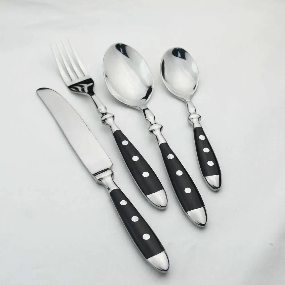 High Quality stainless steel forged flatware spoon fork knife tableware set with bakelite handle, Black
High Quality stainless steel forged flatware spoon fork knife tableware set with bakelite handle, Black