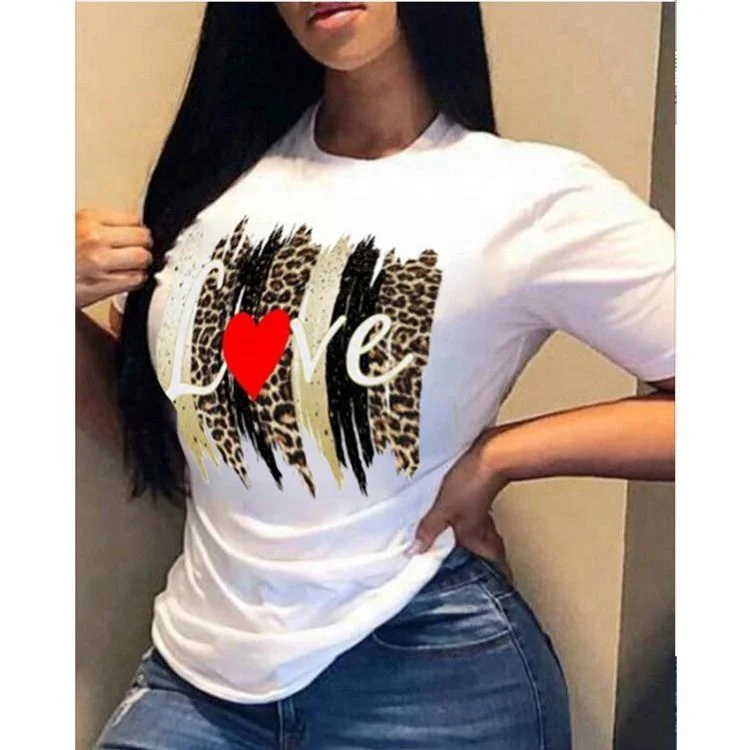 Newest Design Leopard Print Leopard Print T-Shirt For Women Summer Modal Short-Sleeved 4Xl Plus Size Shirt With Round Neck, As picture or customized make
Newest Design Leopard Print Leopard Print T-Shirt For Women Summer Modal Short-Sleeved 4Xl Plus Size Shirt With Round Neck, As picture or customized make