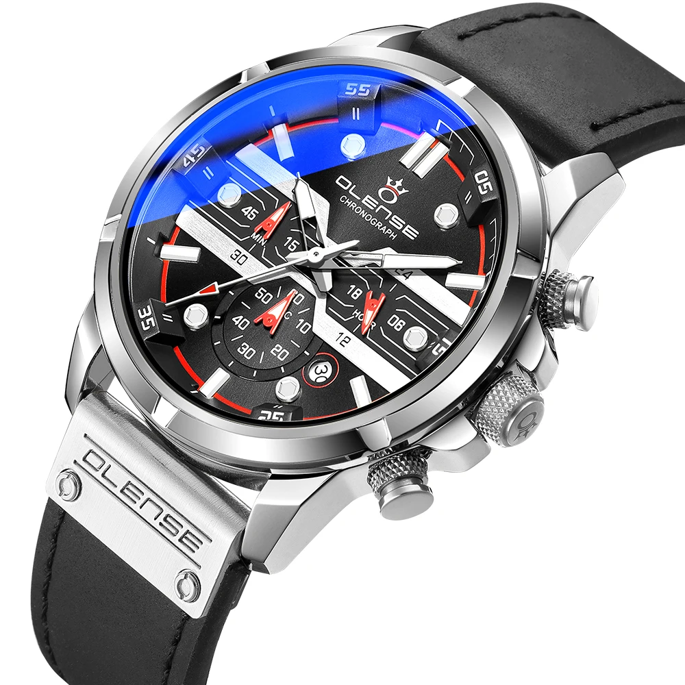 OLENSE Fashion Mens Watches Top Brand Luxury Military Quartz Watch Leather Waterproof Sport Chronograph Wristwatch, 4 colors for choice
OLENSE Fashion Mens Watches Top Brand Luxury Military Quartz Watch Leather Waterproof Sport Chronograph Wristwatch, 4 colors for choice