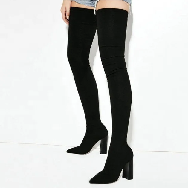 Sexy Skintight Suede Upper Slip-on Over Knee High Boots Chunky Square Heel Women Long Booties Pointed Toe Boots for Ladies, Black
Sexy Skintight Suede Upper Slip-on Over Knee High Boots Chunky Square Heel Women Long Booties Pointed Toe Boots for Ladies, Black