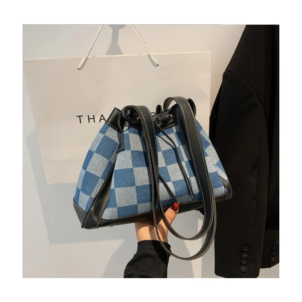 New denim canvas bag for girl 2021 autumn lattice designer tote handbags women large Bucket purses, Customizable
New denim canvas bag for girl 2021 autumn lattice designer tote handbags women large Bucket purses, Customizable