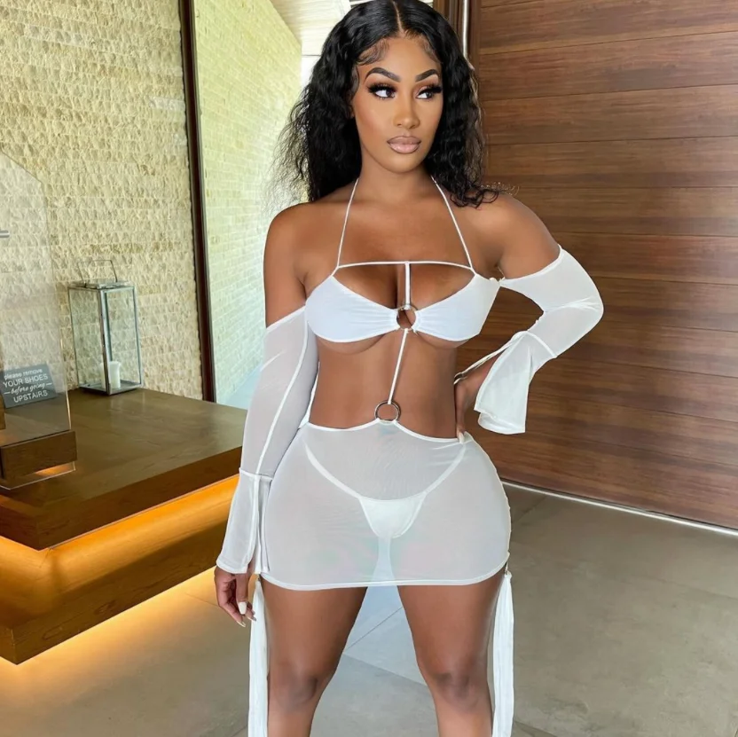 Dvacaman See-through Mesh Halter Hollow Out Bodycon Mini Dress Women 2021 Summer Sexy Party Fashion Casual Wholesale Clothing, Picture color
Dvacaman See-through Mesh Halter Hollow Out Bodycon Mini Dress Women 2021 Summer Sexy Party Fashion Casual Wholesale Clothing, Picture color