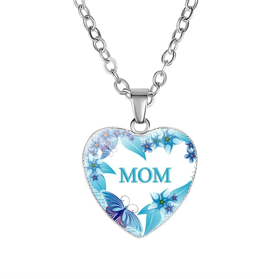 8 Style Love You MOM Necklace Charm Glass Heart Pendant Fashion Gemstone Necklaces Simple Jewelry Mother's Day Gift, Silver
8 Style Love You MOM Necklace Charm Glass Heart Pendant Fashion Gemstone Necklaces Simple Jewelry Mother's Day Gift, Silver