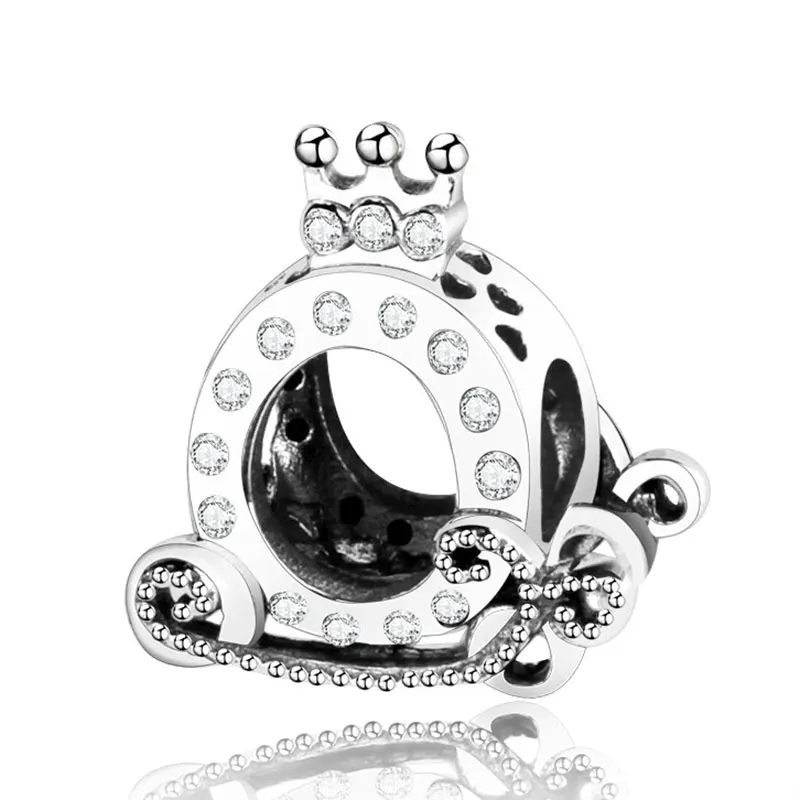 Hot Sales Wholesale 925 Sterling Silver Crown Carriage With Clear Zircon Beads Charm For Bracelet Necklace 
Hot Sales Wholesale 925 Sterling Silver Crown Carriage With Clear Zircon Beads Charm For Bracelet Necklace