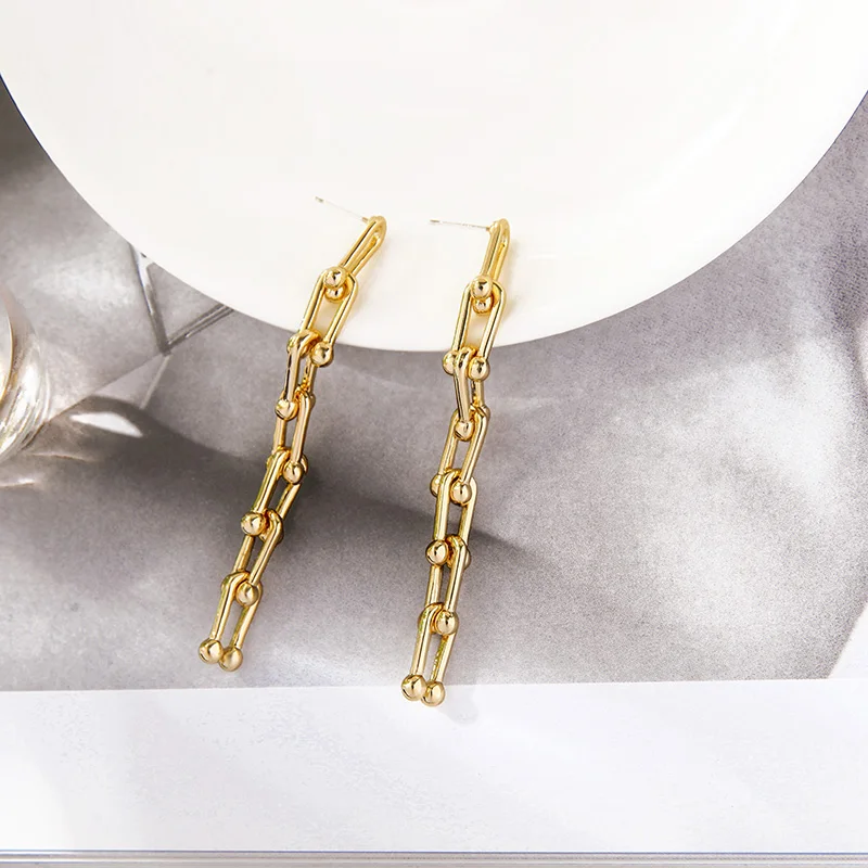2021 New Minimalist Fashion Handmade Chain Link 18k Real Gold Plated Long Statement Jewelry Stud Earrings For Woman, As pictures
2021 New Minimalist Fashion Handmade Chain Link 18k Real Gold Plated Long Statement Jewelry Stud Earrings For Woman, As pictures