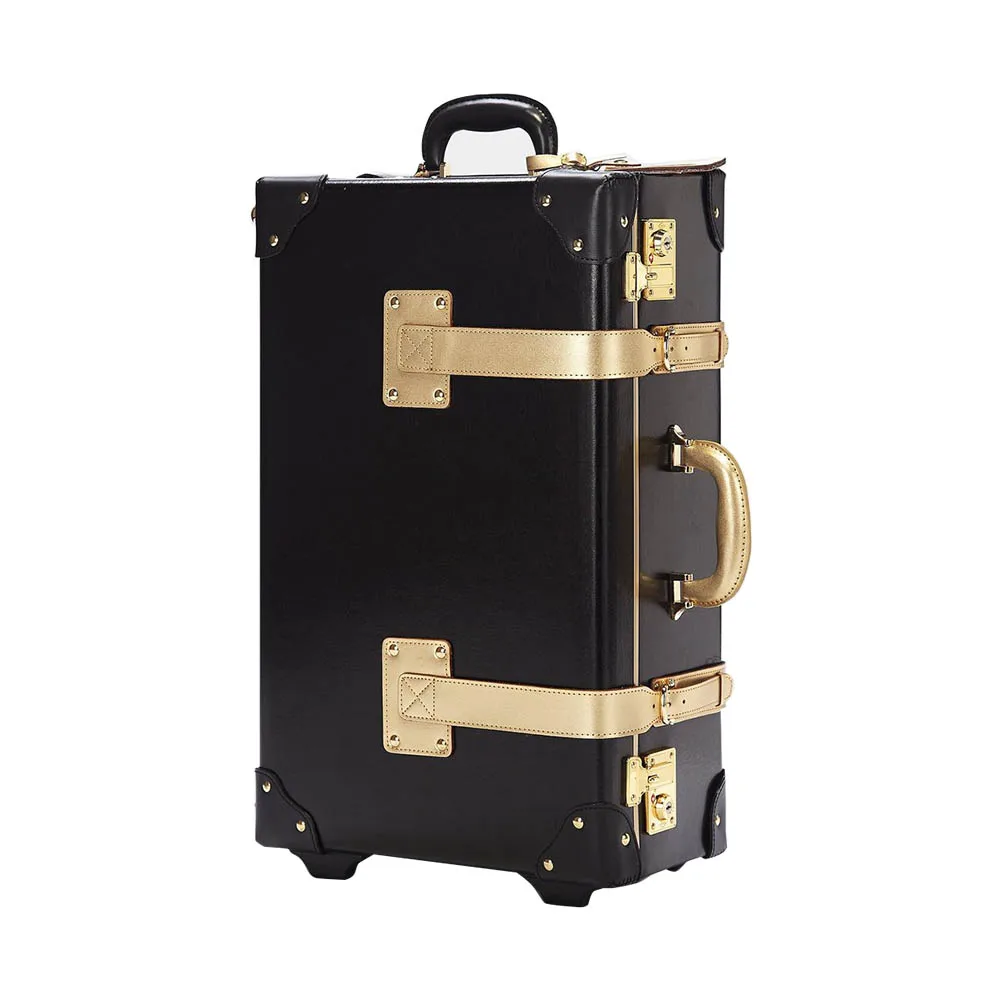 2019 New design trendy vintage portable black leather luggage suitcase set