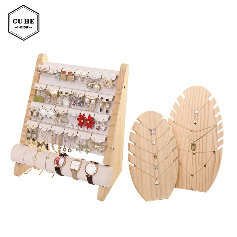 Solid wood creative rack multifunctional jewelry storage necklace earrings storage soft flannelette jewelry rack, A variety of color 
Solid wood creative rack multifunctional jewelry storage necklace earrings storage soft flannelette jewelry rack, A variety of color