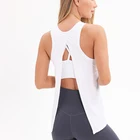 Wholesale Womens Backless Sleeveless Tie Up O neck Sport Yoga Gym Crop Tops