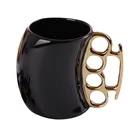 Creative Ceramic Ring Mug With Gold Finger Fist Cup Handle Coffee Milk Ceramic Cup White/black