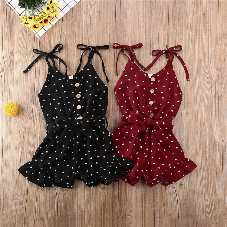 Baby Girl Clothes Jumpsuit Sling Printed Heart Shaped Jumpers with Lace Bows Kids Clothing Set Children Summer Clothes Fashion, Black/red
Baby Girl Clothes Jumpsuit Sling Printed Heart Shaped Jumpers with Lace Bows Kids Clothing Set Children Summer Clothes Fashion, Black/red